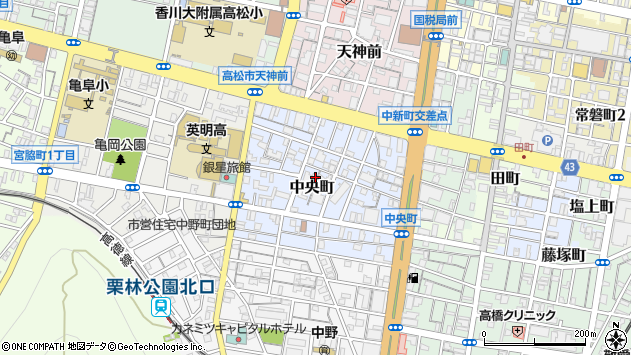 〒760-0007 香川県高松市中央町の地図