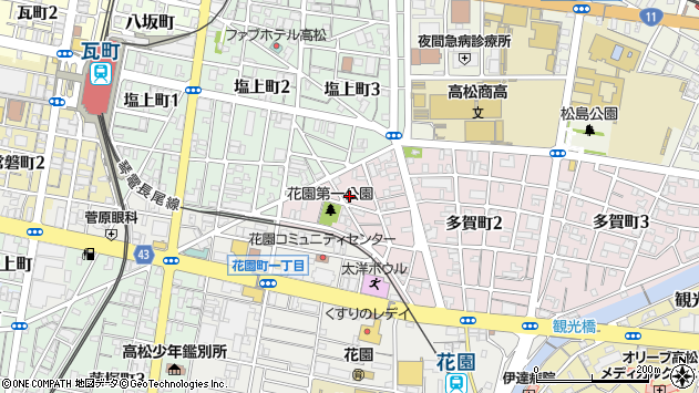 〒760-0063 香川県高松市多賀町の地図