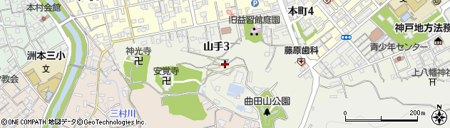 兵庫県洲本市山手周辺の地図