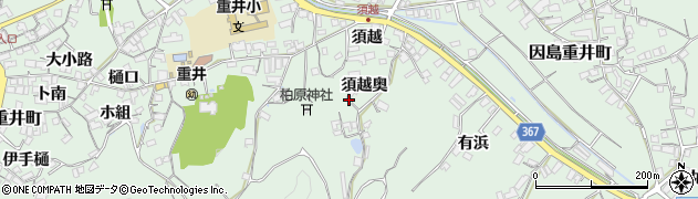 広島県尾道市因島重井町（須越奥）周辺の地図
