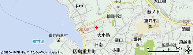 広島県尾道市因島重井町久保周辺の地図