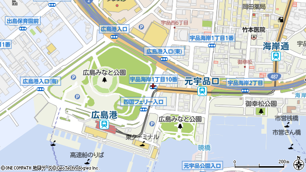 〒734-0011 広島県広島市南区宇品海岸の地図