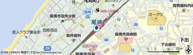 尾崎駅周辺の地図
