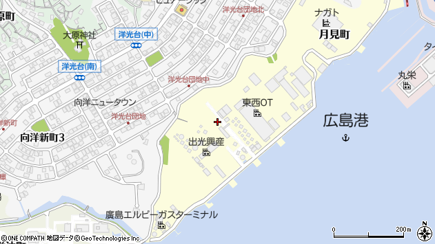 〒734-0054 広島県広島市南区月見町の地図