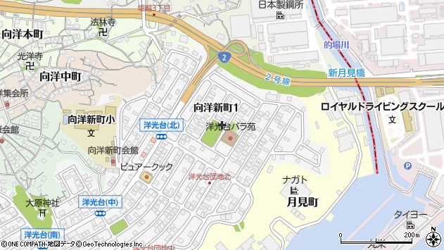 〒734-0055 広島県広島市南区向洋新町の地図