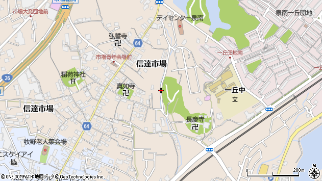 〒590-0504 大阪府泉南市信達市場の地図