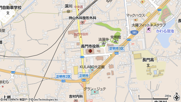 〒759-4100 山口県長門市（以下に掲載がない場合）の地図