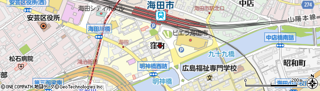 広島県海田町（安芸郡）窪町周辺の地図