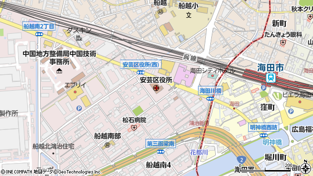 〒736-0000 広島県安芸郡海田町（以下に掲載がない場合）の地図