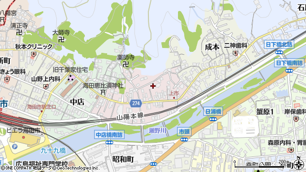 〒736-0061 広島県安芸郡海田町上市の地図