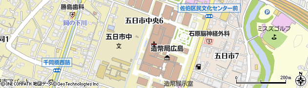 造幣局（独立行政法人）広島支局警備係・夜間周辺の地図