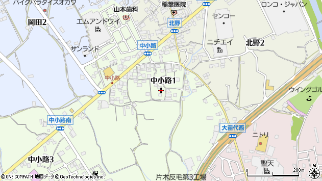〒590-0533 大阪府泉南市中小路の地図
