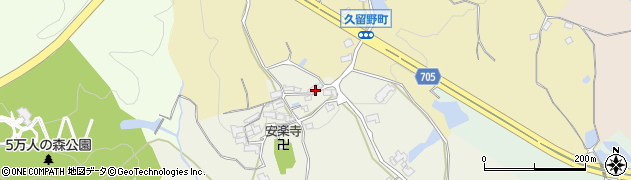 奈良県五條市西久留野町周辺の地図