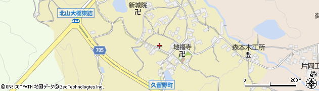 奈良県五條市久留野町周辺の地図