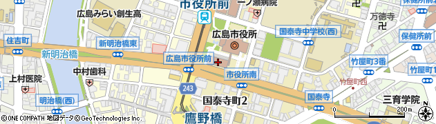 広島市役所　広島市職員互助会（一般財団法人）・職員食堂周辺の地図