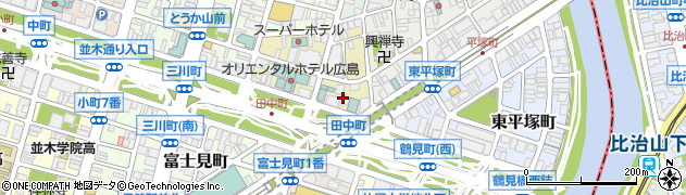 広島県広島市中区田中町5周辺の地図