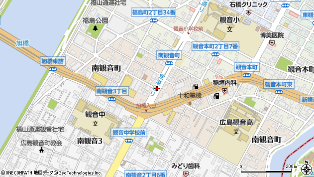 〒733-0034 広島県広島市西区南観音町の地図
