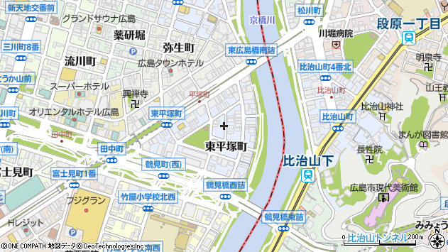 〒730-0025 広島県広島市中区東平塚町の地図