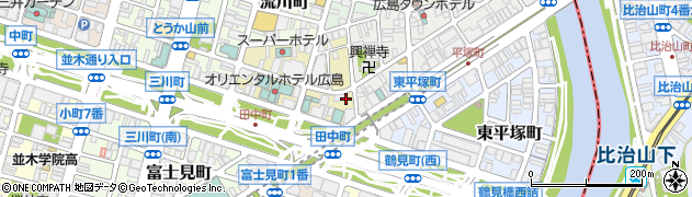広島県広島市中区田中町周辺の地図
