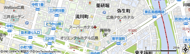 広島県広島市中区田中町1周辺の地図