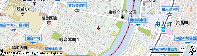 広島県広島市西区東観音町24周辺の地図