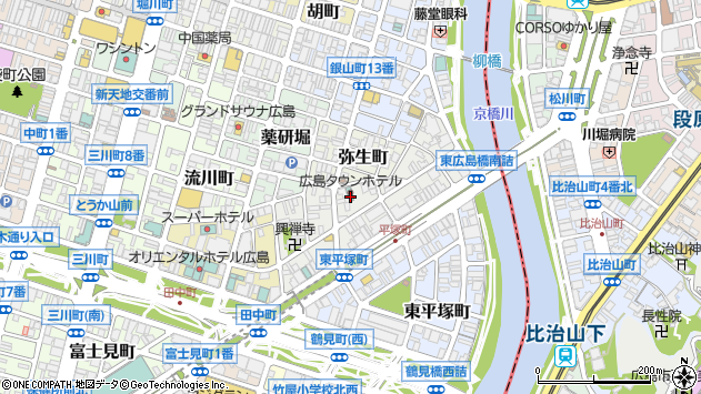 〒730-0024 広島県広島市中区西平塚町の地図