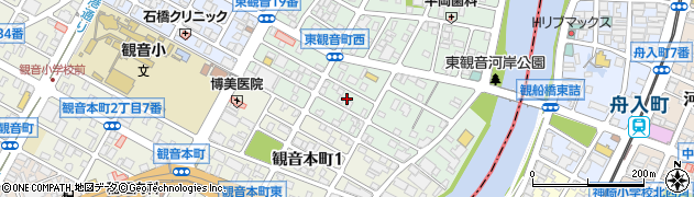 広島県広島市西区東観音町25周辺の地図