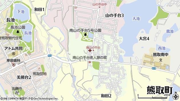 〒590-0453 大阪府泉南郡熊取町南山の手台の地図