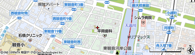 広島県広島市西区東観音町周辺の地図