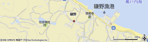 香川県高松市庵治町（鎌野）周辺の地図