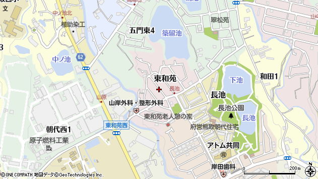 〒590-0416 大阪府泉南郡熊取町東和苑の地図
