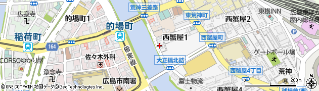 広島県広島市南区西蟹屋1丁目周辺の地図