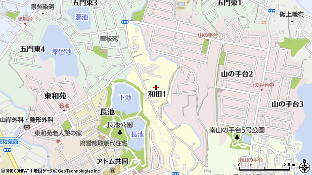 〒590-0417 大阪府泉南郡熊取町和田の地図