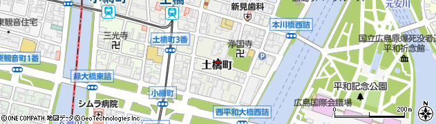 広島県広島市中区土橋町周辺の地図