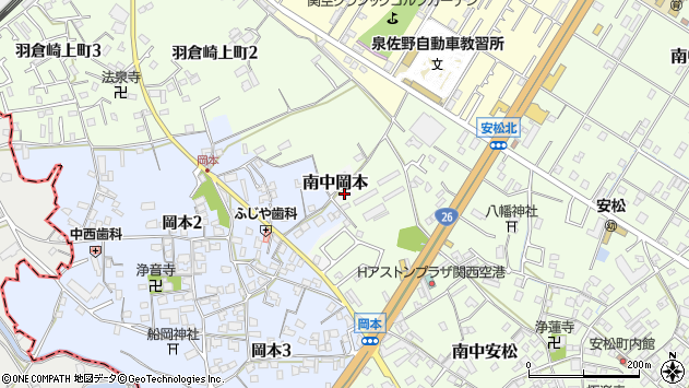 〒598-0036 大阪府泉佐野市岡本の地図