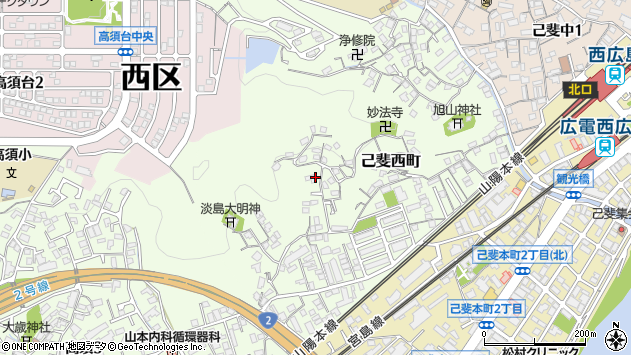 〒733-0814 広島県広島市西区己斐西町の地図