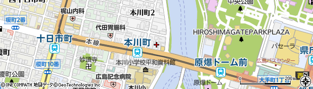 広島県広島市中区本川町2丁目6周辺の地図