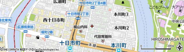 広島県広島市中区十日市町周辺の地図