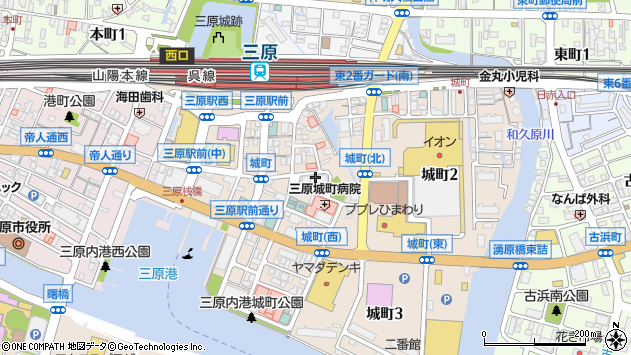 〒723-0014 広島県三原市城町の地図