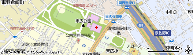 Ｊ：ＣＯＭ末広体育館（泉佐野市民総合体育館）周辺の地図