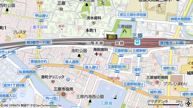 〒723-0017 広島県三原市港町の地図
