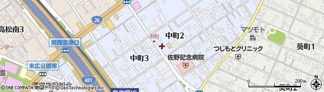 大阪府泉佐野市中町周辺の地図