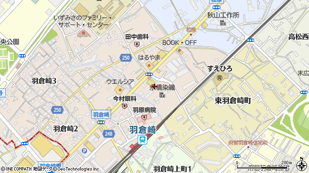 〒598-0046 大阪府泉佐野市羽倉崎の地図