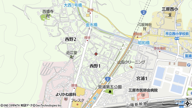 〒723-0065 広島県三原市西野の地図