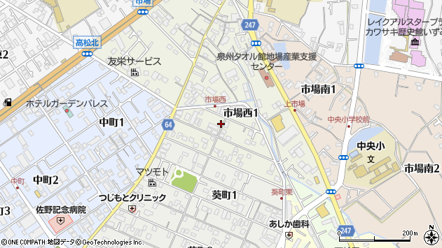 〒598-0006 大阪府泉佐野市市場西の地図