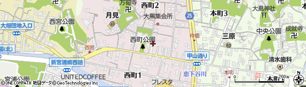 広島県三原市西町周辺の地図