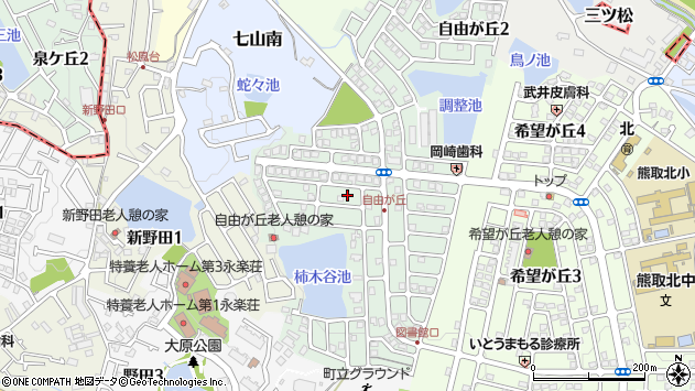 〒590-0423 大阪府泉南郡熊取町自由が丘の地図