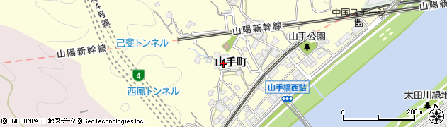 広島県広島市西区山手町周辺の地図