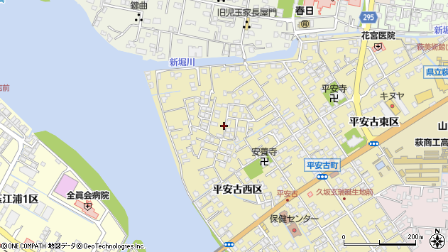 〒758-0074 山口県萩市平安古町の地図