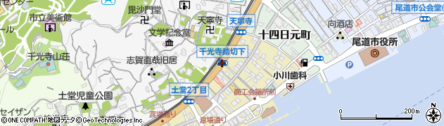 千光寺踏切下周辺の地図